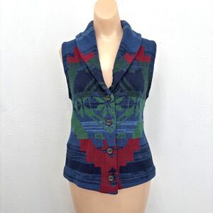 Y2K 90s Chaps Womens Southwestern Sweater Vest Small Aztec Vintage Country Ranch